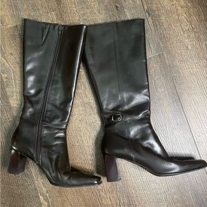 Square toe dark brown boots